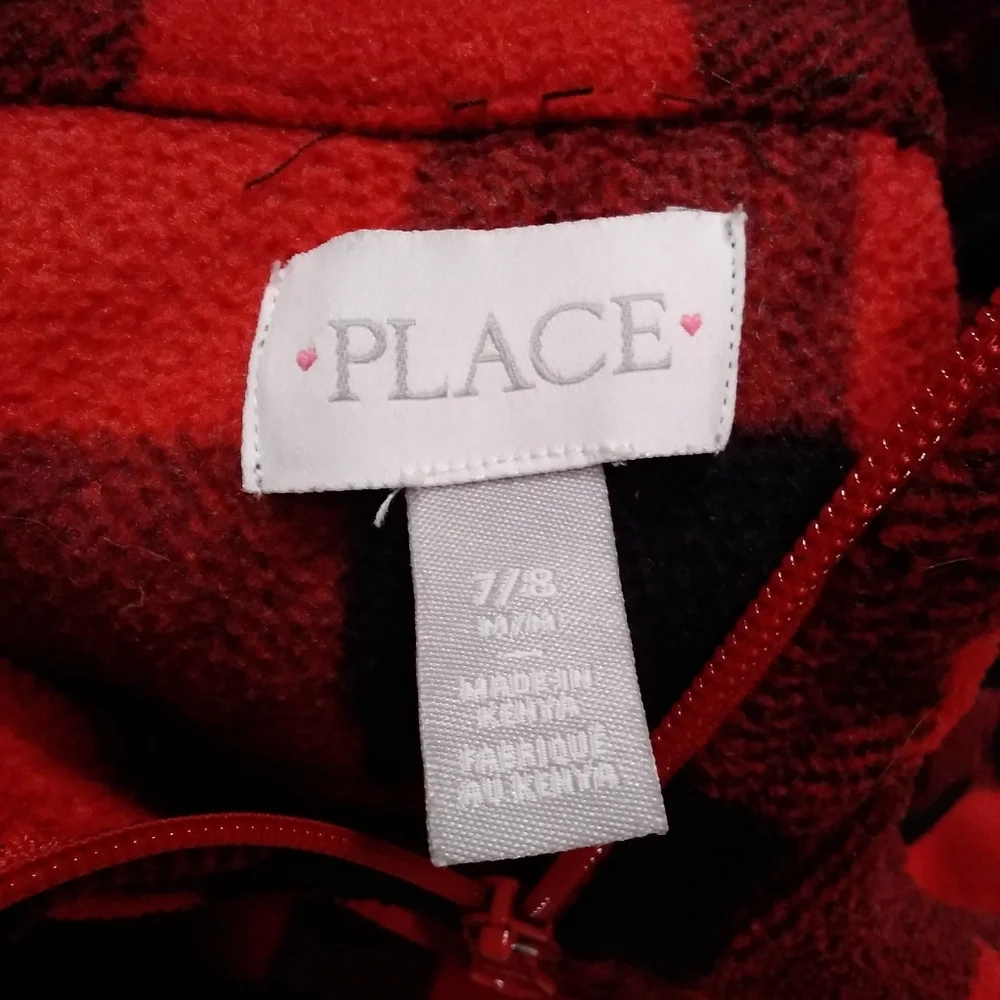 The Children's Place Buffalo Plaid Quarter Zip M 7/8